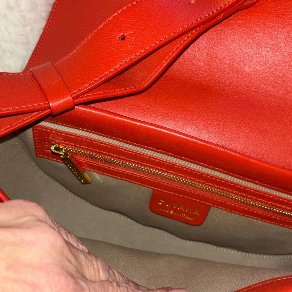Cuyana Like New. Red Leather Crossbody Half Moon Bag - Picture 2 of 8